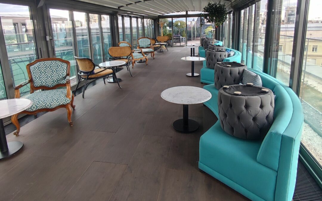 A Matild Palace üvegezett teraszainak padlófűtése infrával